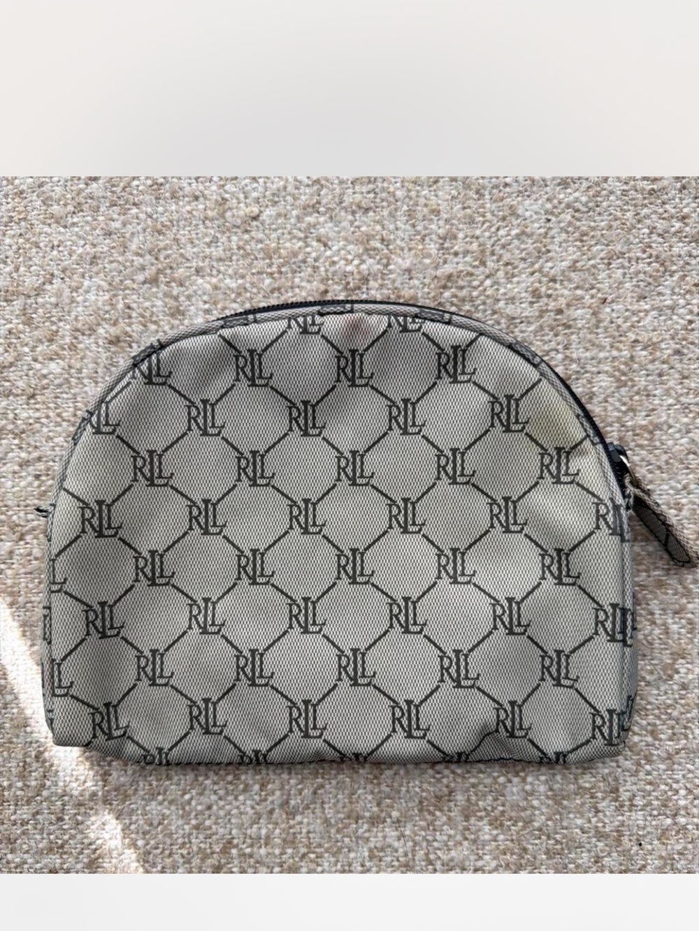 Ralph Lauren Beige and Black RL Monogram Dome Pouch
